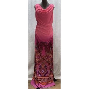 Cache Women's Vintage Y2K Barbiecore Ruched Sides Maxi Dress Size L Pink Fuschia